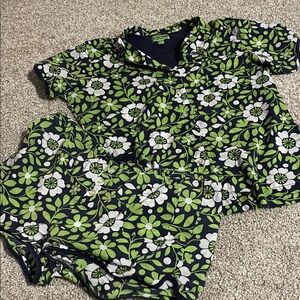 Vera Bradley Navy and Green Floral Top